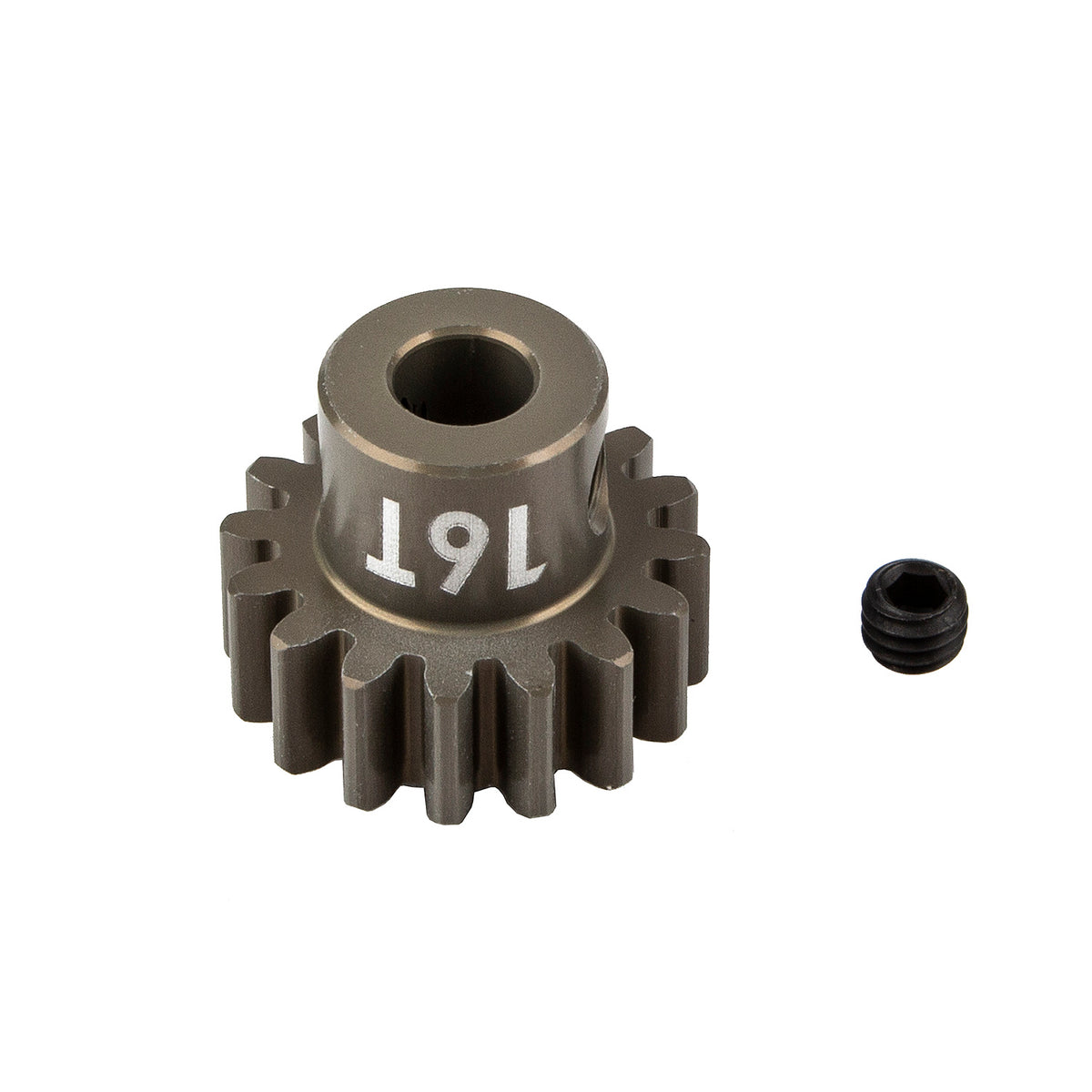 FT Aluminum Pinion Gear, 16T, MOD 1, 5mm shaft, aluminum