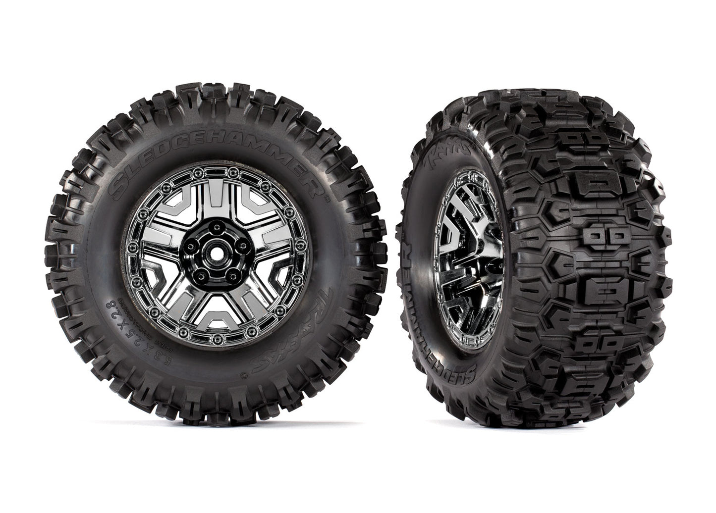 2.8" Black Chrome Wheels & Sledgehammer Tires (2)