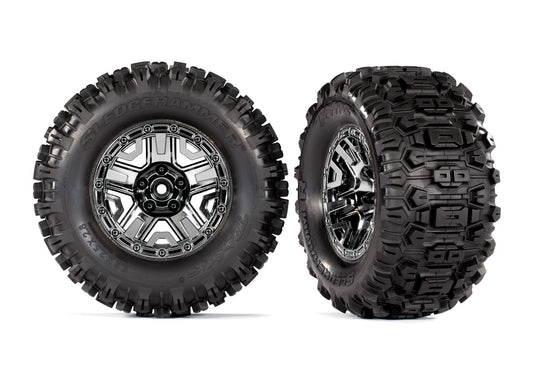2.8" Black Chrome Wheels & Sledgehammer Tires (2)