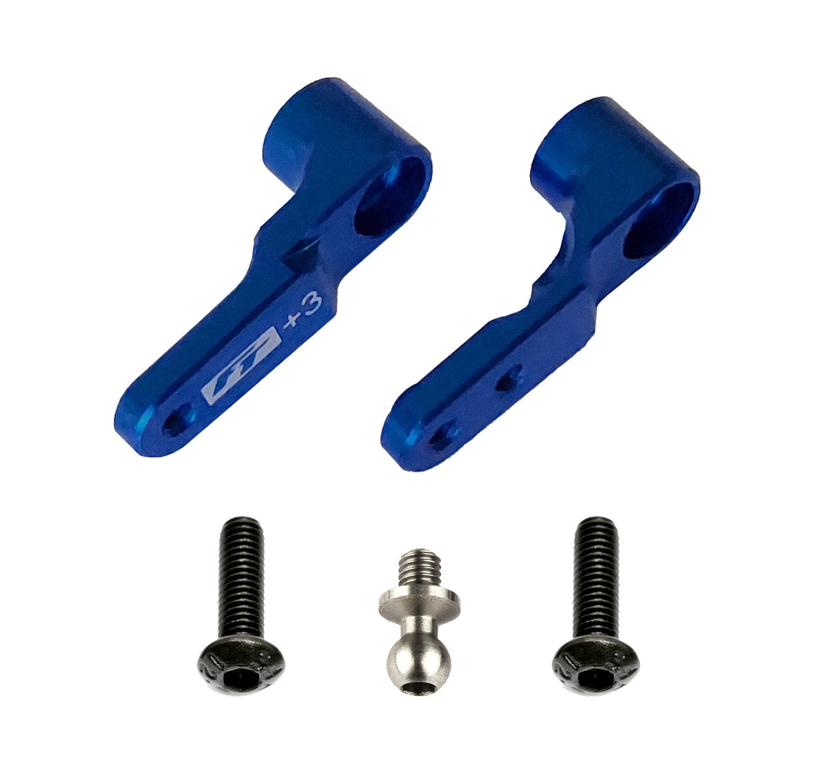 RC10B6 FT Steering Bellcranks, +3mm, blue aluminum