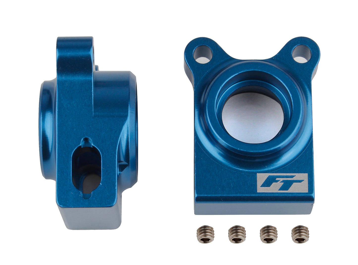 RC10B74.1 FT Rear Hubs, blue aluminum
