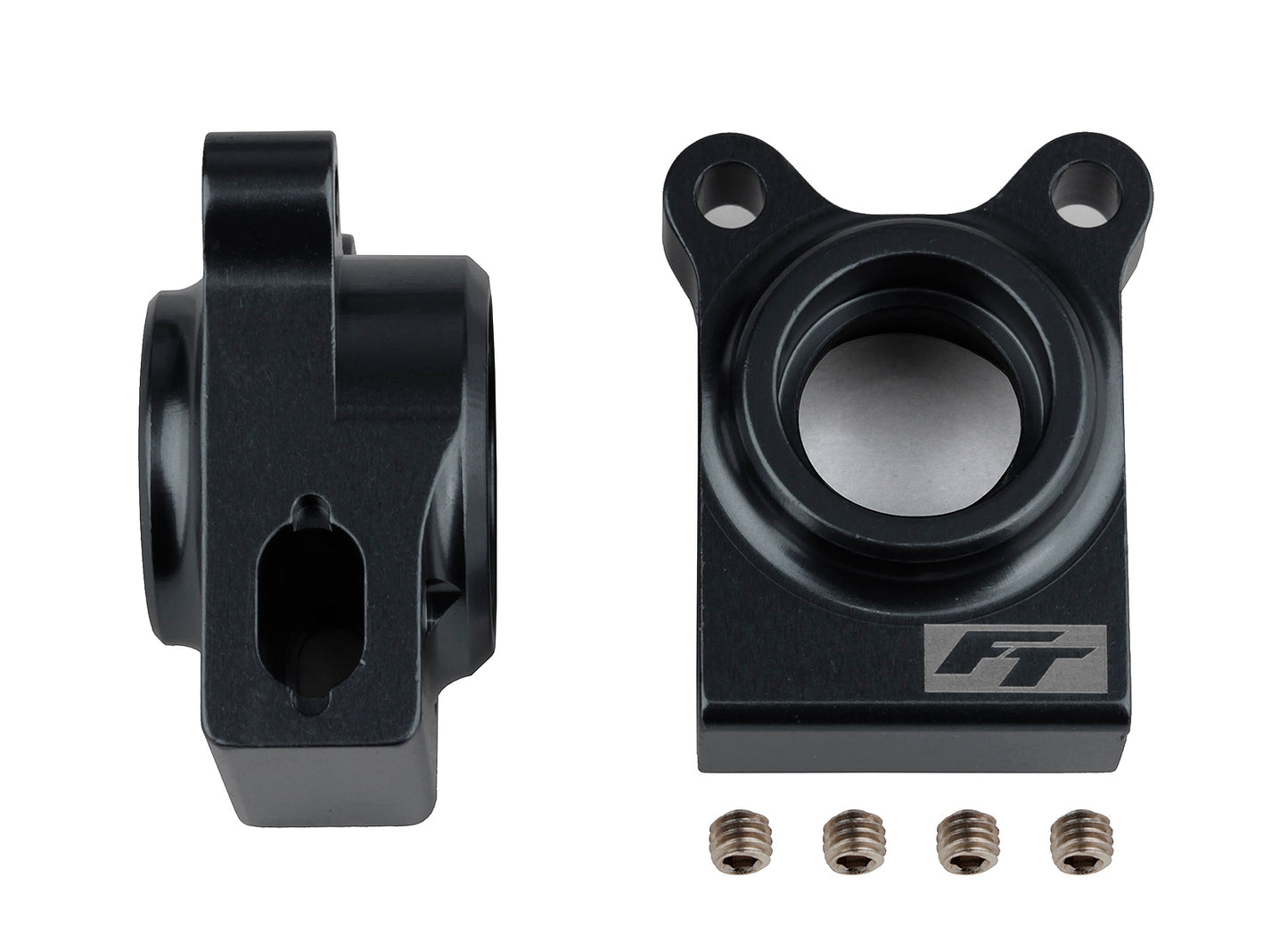 RC10B74.1 FT Rear Hubs, black aluminum