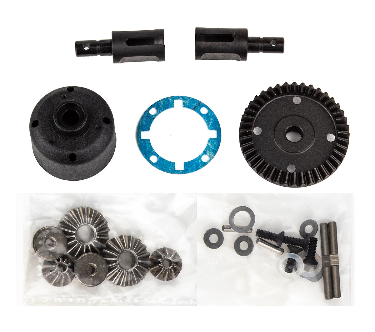 RC10B74.1 LTC Differential Set, front and rear