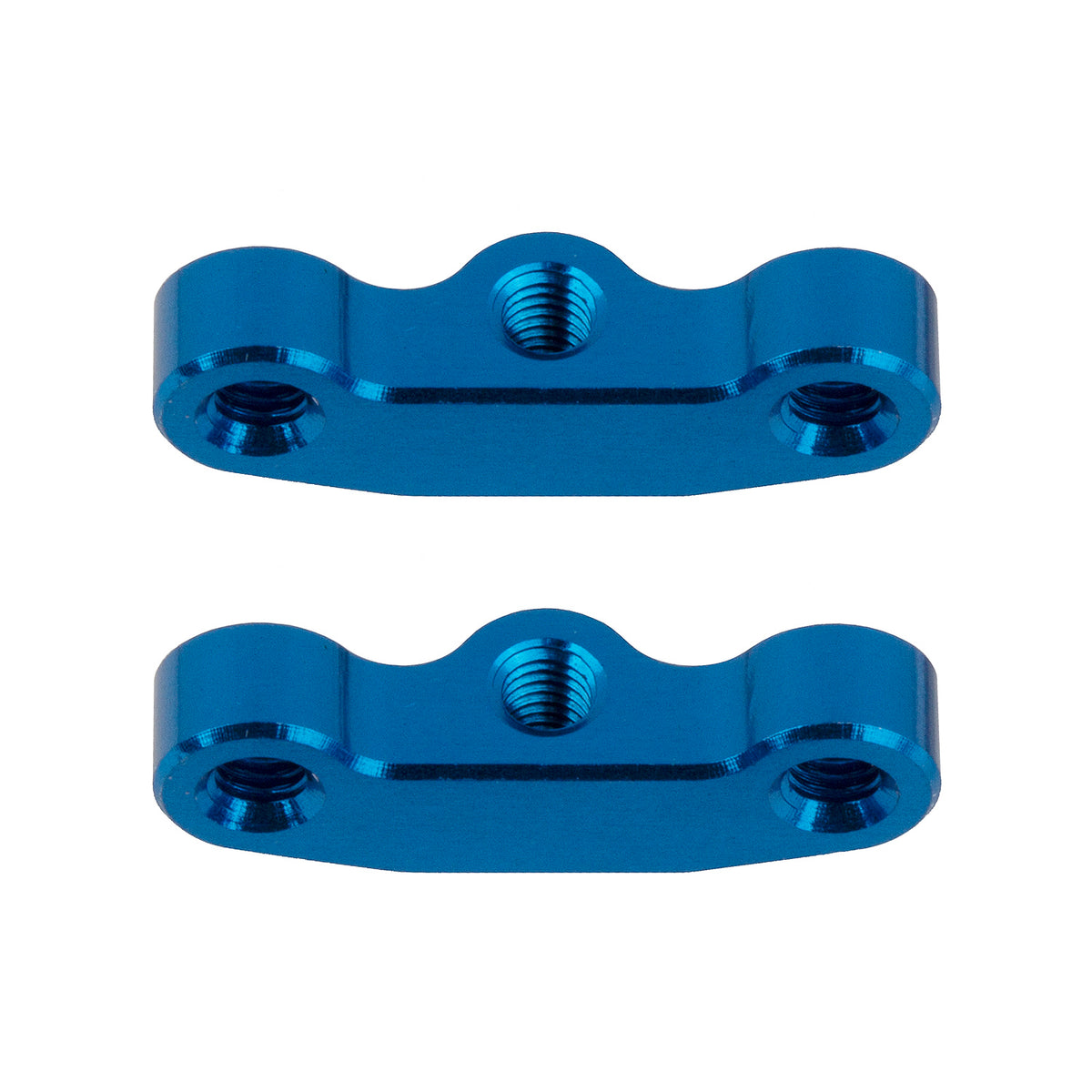 RC10B7 Hub Link Mounts, +1mm, blue aluminum