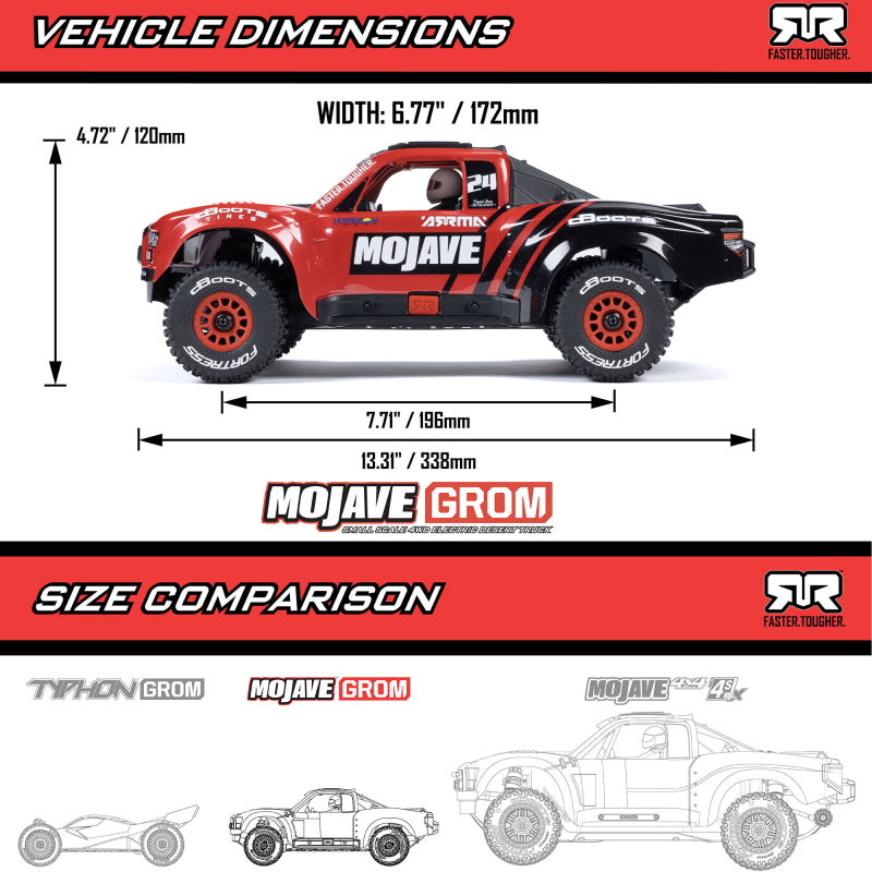 ARRMA ARA2104T1 MOJAVE GROM 4x4 SMART Small Scale Desert Truck - Red