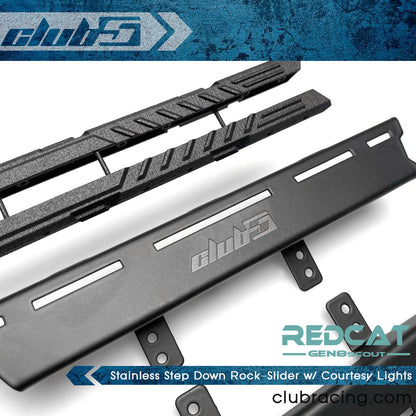 Club 5 Racing Part #C-GEN8-0061 Stainless Step Down Rock-Slider w/ Courtesy Lights for Redcat GEN8