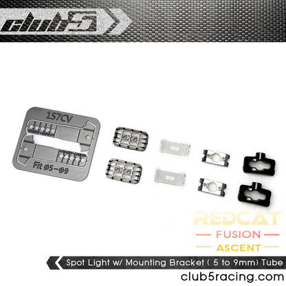 Club 5 Racing Part #C-RC-0058 Dual Spot Lights w/ LED for Club 5 Steel Front Bumper / Redcat Ascent / Fusion