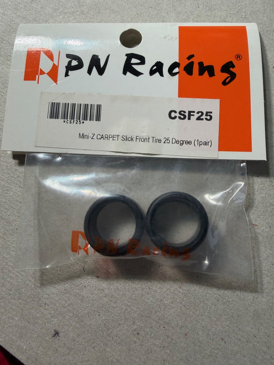 PN Racing Part #CSF25 Mini-Z Carpet Slick Front Tire 25 Deg (1 Pair)
