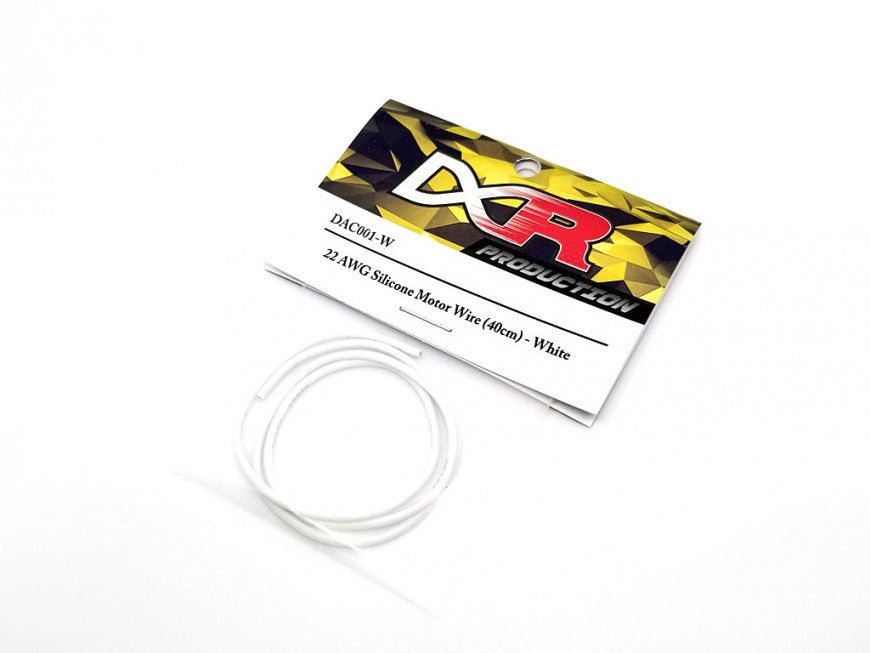 DXR Race Unlimited Part #DAC001-W 22 AWG Silicone Motor Wire (40cm) - White