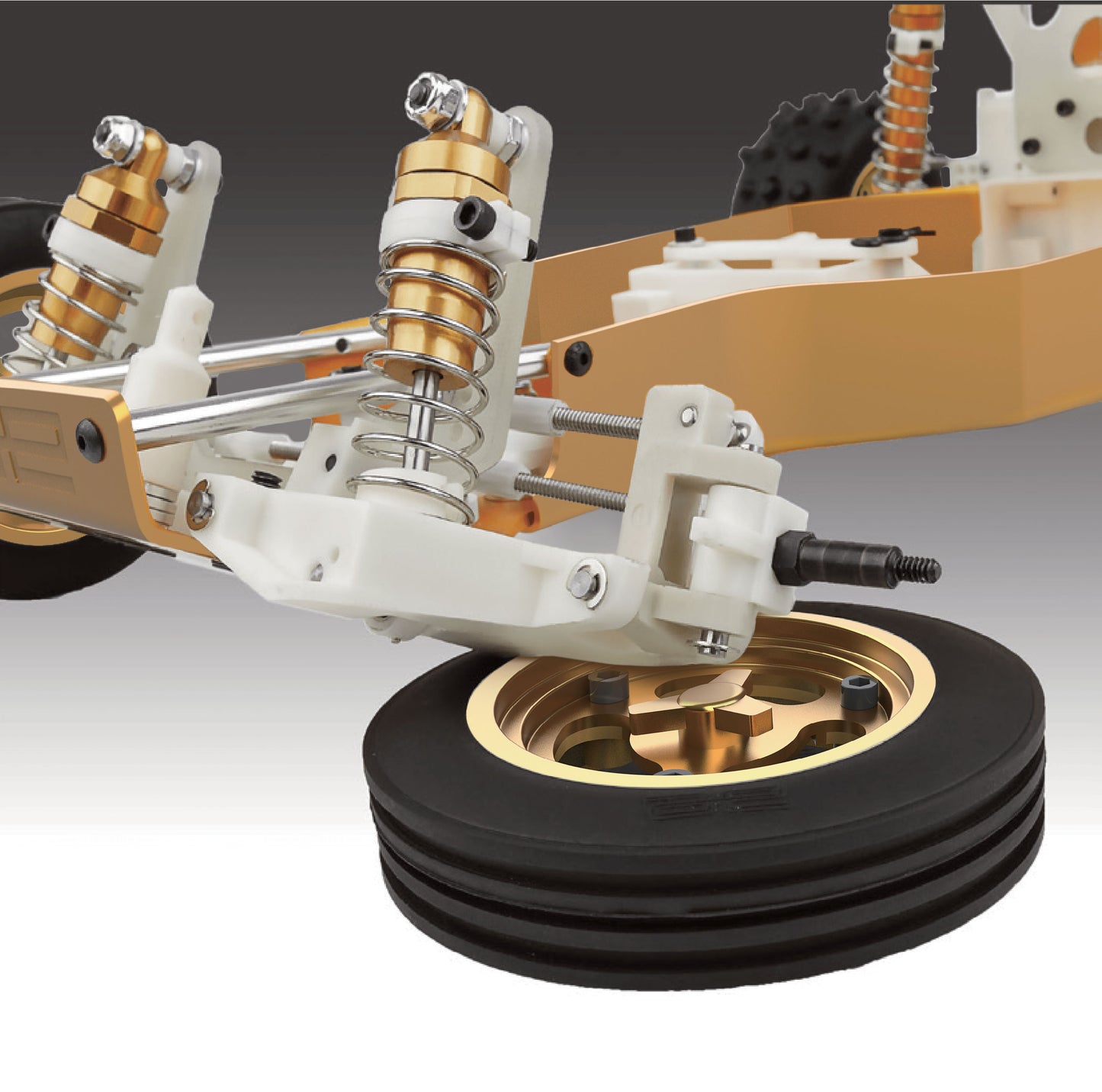RC10 2025 Metallic front spindle detail