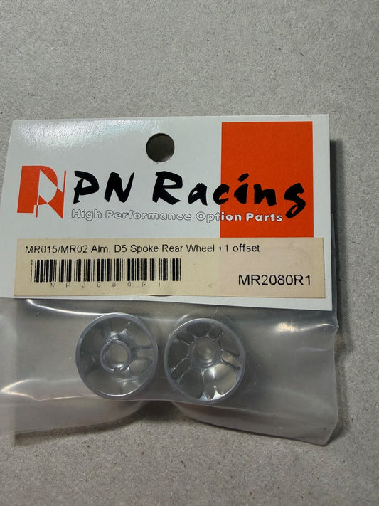 PN Racing Part #MR2080R1 Mini-Z 2WD Alm. D5 Spoke Rear Wheel +1 offset