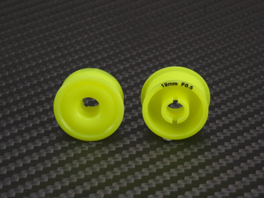 PN Racing Mini-Z 2WD Machine Cut Delrin Yellow Formula 8.5x19mm Flanged Wheel F0.5 Part #MR2089F05
