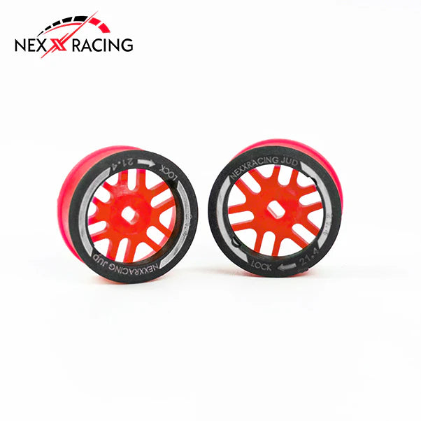 Nexx Racing NXUSA-EVOAWD-R14-R “JUD” threaded carbon-fiber reinforced EVO AWD Flanged Rear Wheels 2pcs for Mini-Z