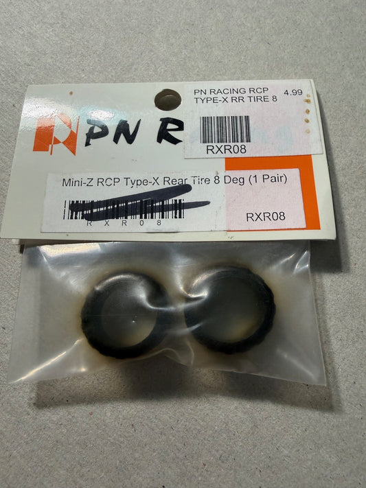 PN Racing Part #RXR08 Mini-Z RCP Type-X Rear Tire 8 Deg (1 Pair)