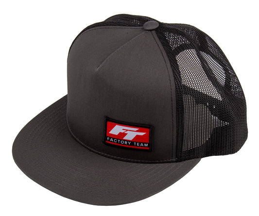 Factory Team Logo Trucker Hat, flat bill