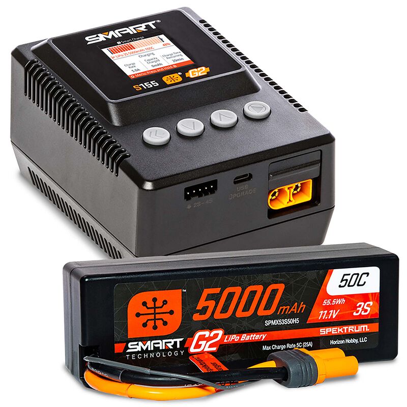 Spektrum Spmxpss300 Smart Powerstage 3S Surface Bundle: G2 5000mAh 3S LiPo IC5 & S155 Charger