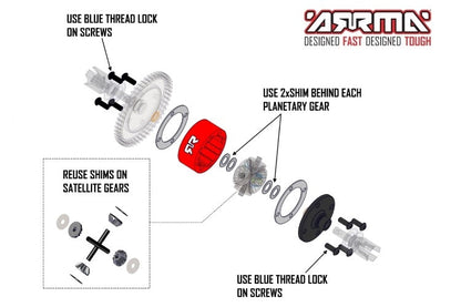 Arrma ARA220050 Metal Differential Case Infraction Kraton Limitless Mojave - PowerHobby