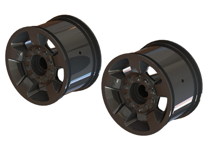Arrma ARA510117 MT 2.8" Wheel 14mm Hex Black/Chrome (2 Pieces) Big Rock Granite - PowerHobby