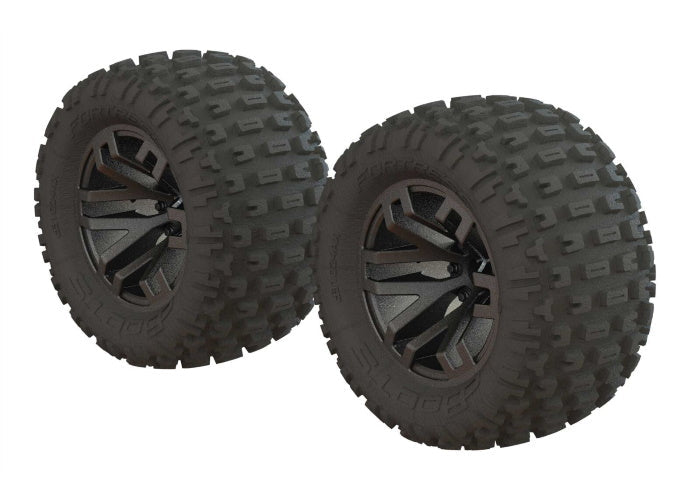 Arrma ARA550086 Dboots 'Fortress MT' Tire Set Glued Gun Metal (2) Granite 3S - PowerHobby