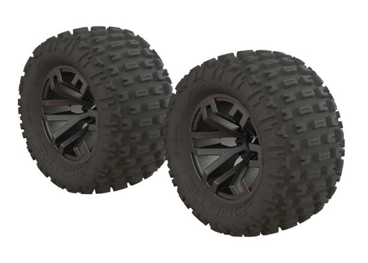 Arrma ARA550086 Dboots 'Fortress MT' Tire Set Glued Gun Metal (2) Granite 3S - PowerHobby