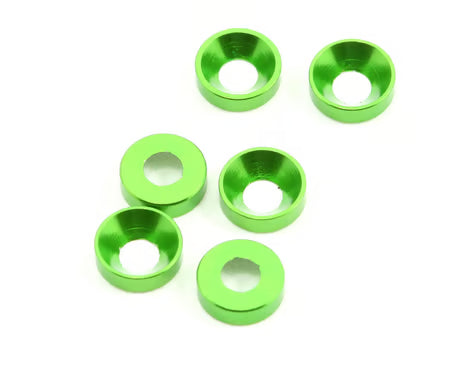 Axial Part #AXA1101 Cone Washers, 3x6.9x2mm, Green (6pcs)