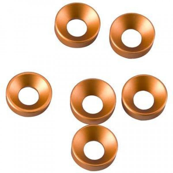 Axial Part #AXA1104 Cone Washers, 3x6.9x2mm, Orange (6pcs)