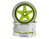 DS Racing Part #DS-DE-025 Drift Element 5 Spoke Drift Wheel (Green Face/Chrome Lip/Chrome Rivet) (Adjustable Offset) w/12mm Hex