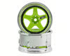 DS Racing Part #DS-DE-026 Drift Element 5 Spoke Drift Wheels (Green Face/Chrome Lip/Black Rivet) (Adjustable Offset) w/12mm Hex