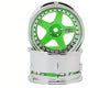 DS Racing Part #DS-DE-028 Drift Element 5 Spoke Drift Wheels (Flu Green/Chrome Lip/Black Rivet) (2) (Adjustable Offset) w/12mm Hex