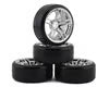 Firebrand RC Part #FBR1WHEICE085 Icestar D Pre-Mounted Slick Drift Tires (4) (Chrome) w/FireSickle Tires, 12mm Hex & 3mm Offset