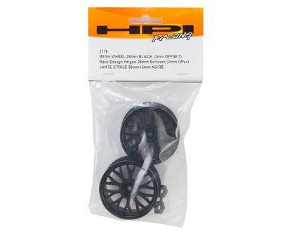 HPI Racing Part #3716 26mm Mesh Touring Car Wheel (Black) (2) (3mm Offset) w/12mm Hex
