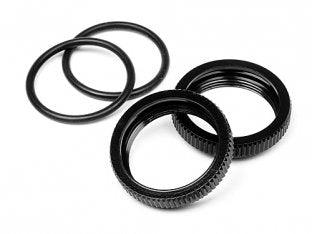 Hot Bodies 67528 Big Bore Shock Spring Adjust Nut Black (2) Vorza D8S - PowerHobby