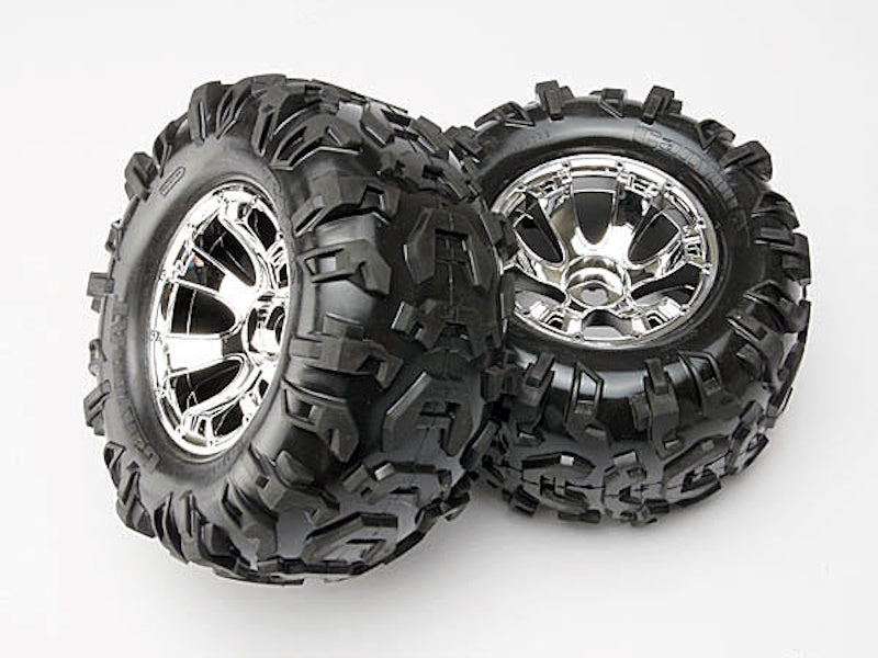 Traxxas 5673 Canyon 3.8" Pre-Mounted Tires w/Geode Wheels (2) (Summit) (Chrome)