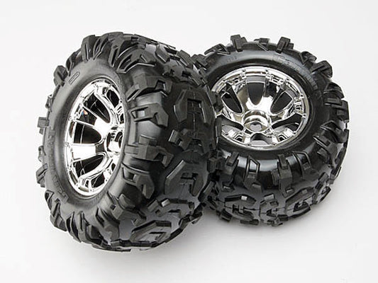 Traxxas 5673 Canyon 3.8" Pre-Mounted Tires w/Geode Wheels (2) (Summit) (Chrome)