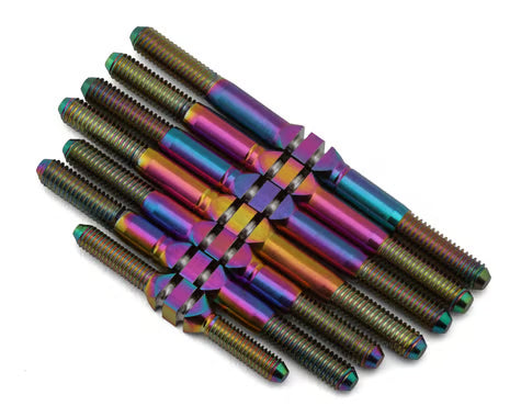 J&T Bearing Co. Part #JTB-JT12718 Schumacher Cat PB Titanium "Milled'' XD Turnbuckles (Oil Slick)