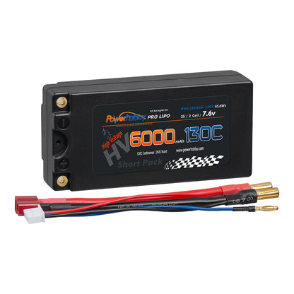 Powerhobby 2S 7.6V 6000mah 130C HV + Graphene Shorty Lipo Battery 5MM - PowerHobby