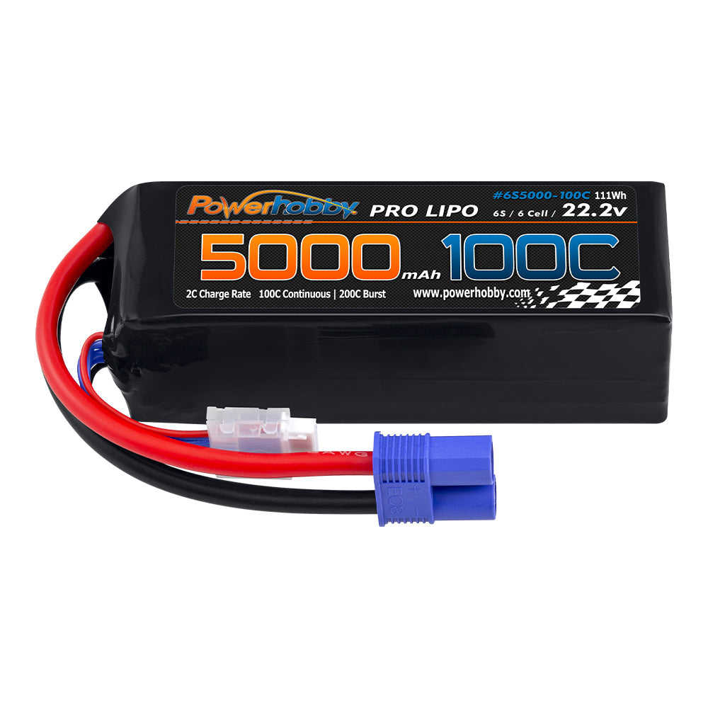 Powerhobby 6s 22.2v 5000mah 100c Lipo Battery w EC8 Plug 8AWG : Oxidean Boat - PowerHobby