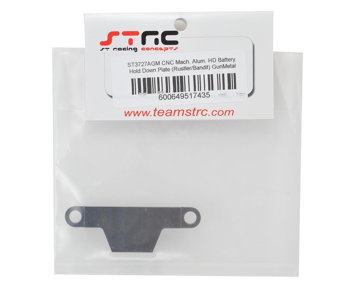 STRC Part #ST3727AGM CNC Machined Aluminum HD Battery Hold Down Plate (Rustler/Bandit) GUN METAL