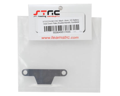 STRC Part #ST3727AGM CNC Machined Aluminum HD Battery Hold Down Plate (Rustler/Bandit) GUN METAL