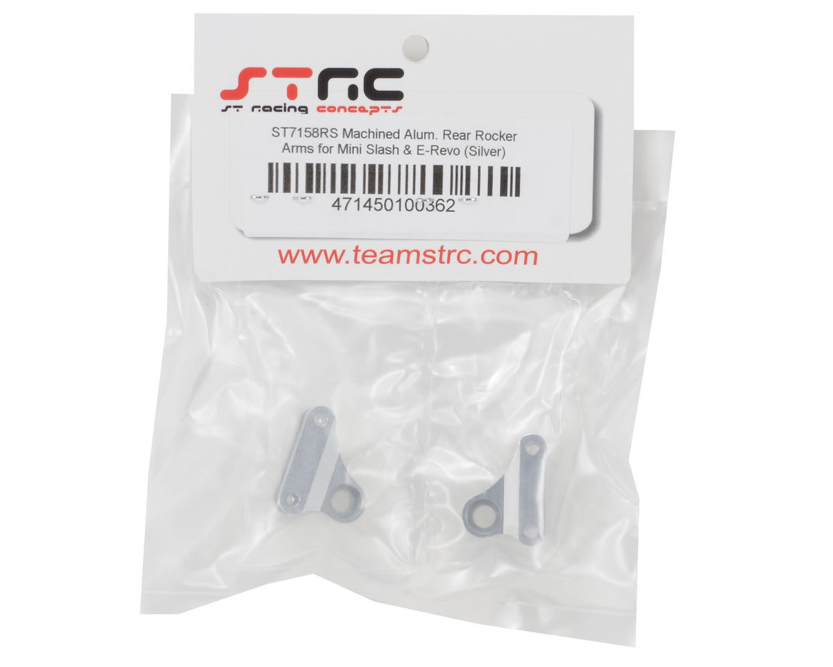 STRC Part #ST7158RS Machined Aluminum Rear Rocker Arms for Mini Slash & E-Revo SILVER