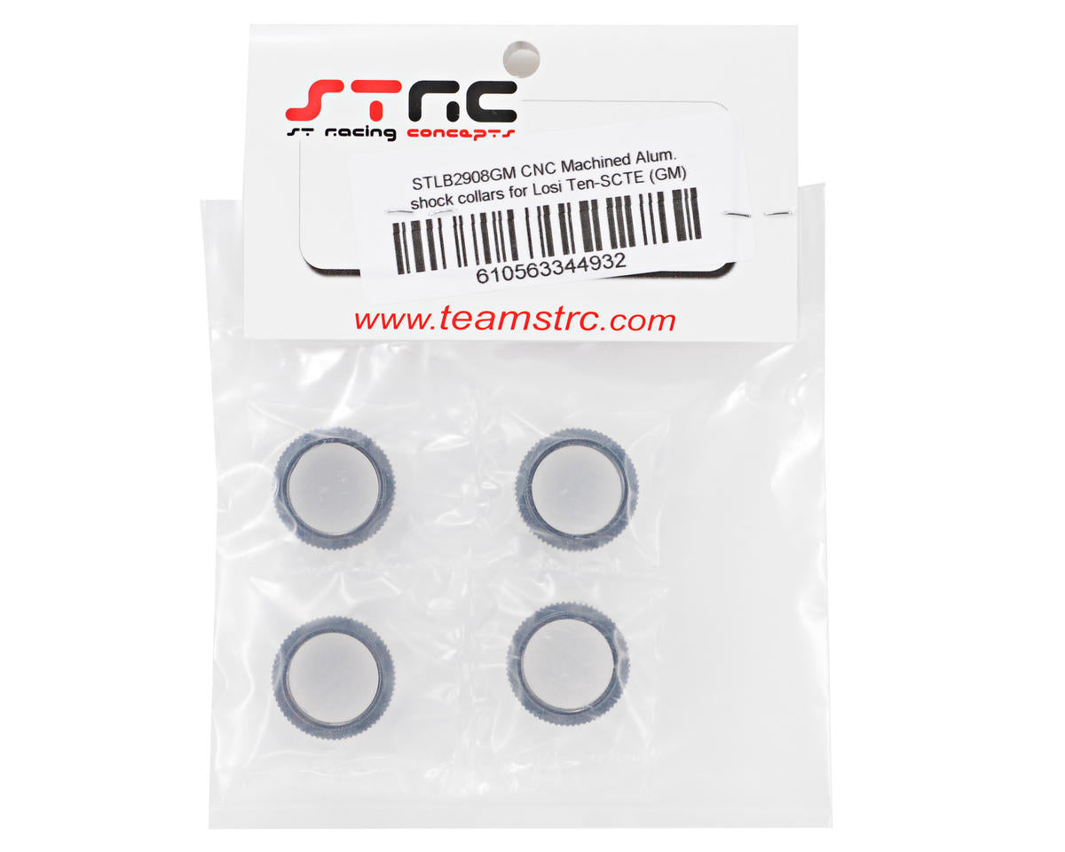 STRC Part #STLB2908GM CNC Machined Aluminum Shock Collars for Losi Ten-SCTE GUN METAL