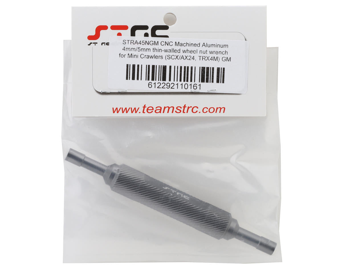 STRC Part #STRA45NGM CNC Machined Aluminum 4mm/5mm Thin-Walled Wheel Nut Wrench for Mini Crawlers (SCX/AX24, TRX4M) GUN METAL