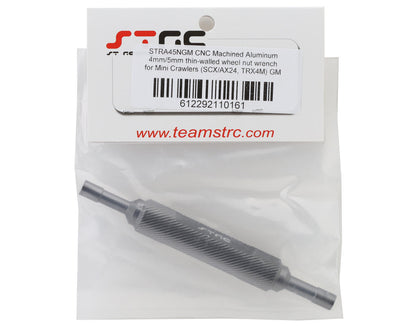 STRC Part #STRA45NGM CNC Machined Aluminum 4mm/5mm Thin-Walled Wheel Nut Wrench for Mini Crawlers (SCX/AX24, TRX4M) GUN METAL
