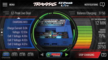 Traxxas 2973 EZ-Peak Live Multi-Chemistry Dual Battery Charger w/Auto iD 4s 200w - PowerHobby